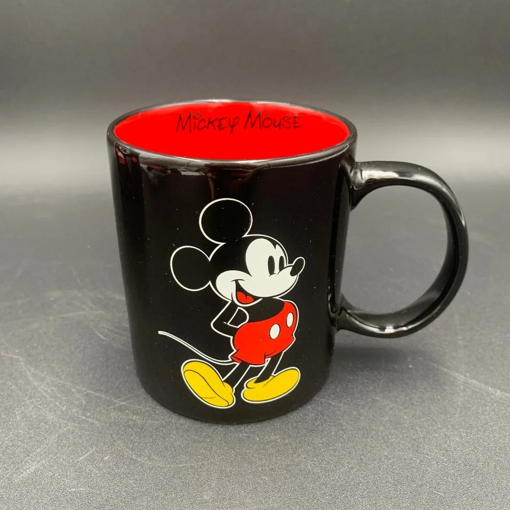 Disney Mickey Mouse Mug Warmer DMP-16 Black Red Ceramic 10oz Mug Set